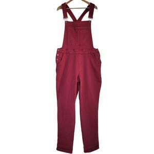 Judy Blue PLUS High Waist Garment Dyed Boyfriend Double Cuff Overalls Maroon☆2XL